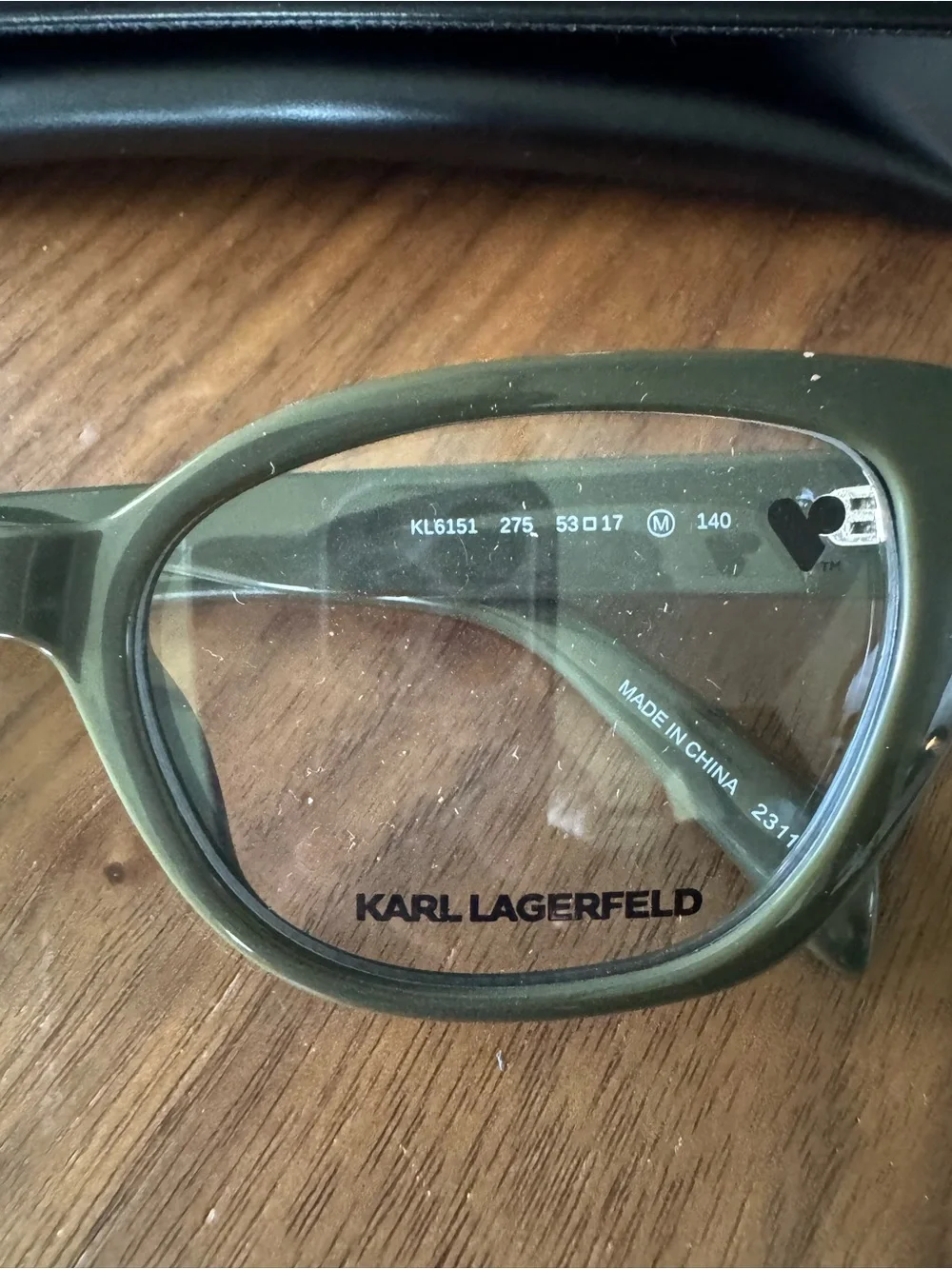 Karl Lagerfeld Olive Green Cat-Eye Glasses with Case